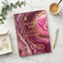 Luxus Glam Magenta Lila Achat & Gold Geode Planer