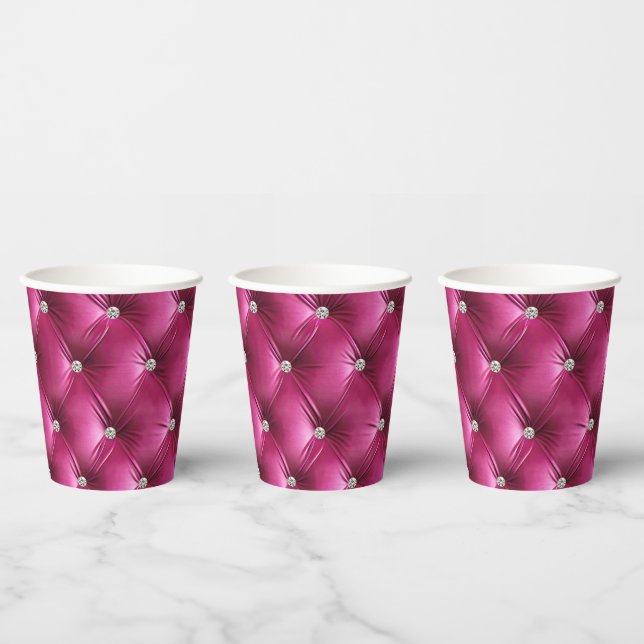Luxus Glam Pink Imitate Velvet Pappbecher (Multi)