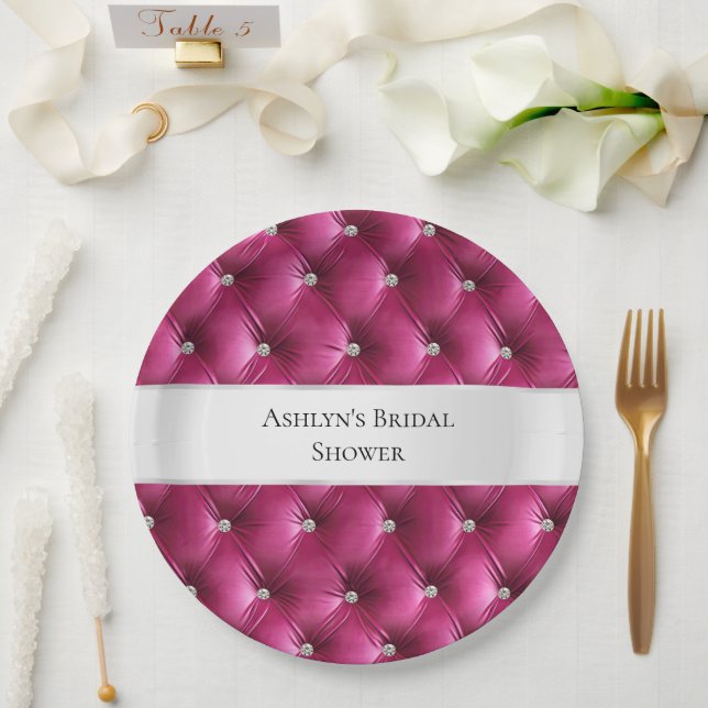 Luxus Glam Pink Imitate Velvet Pappteller (Hochzeit)