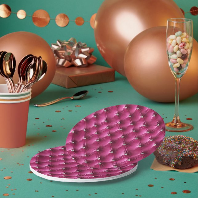 Luxus Glam Pink Imitate Velvet Pappteller (Multi)