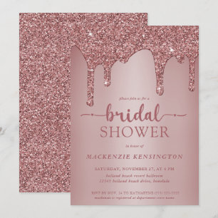 Luxus Glam Rose Gold Glitter Tropfen Brautparty Einladung