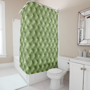 Luxus Glam Sage Green Imitats Velvet Duschvorhang
