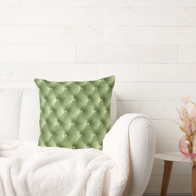 Luxus Glam Sage Green Imitats Velvet Kissen (Liege)