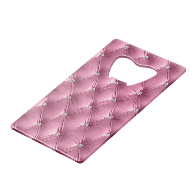 Luxus Glam Soft Pink Imitats Samt Weihnachten Geldbeutel Flaschenöffner (Vorderseite Schrägansicht)