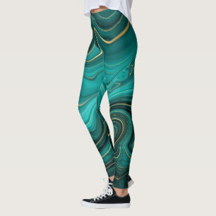Luxus Glam Türkise Abstraktes Muster Leggings