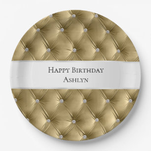 Luxus Glam Warm Gold Imitate Velvet Pappteller