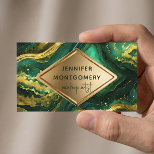 Luxus Glamour Smaragdgrün und Gold Achat Marmor Visitenkarte