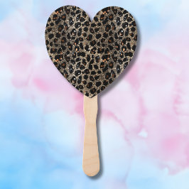 Luxus Glitter Braun Schwarz Gold Leopard Muster Fächer