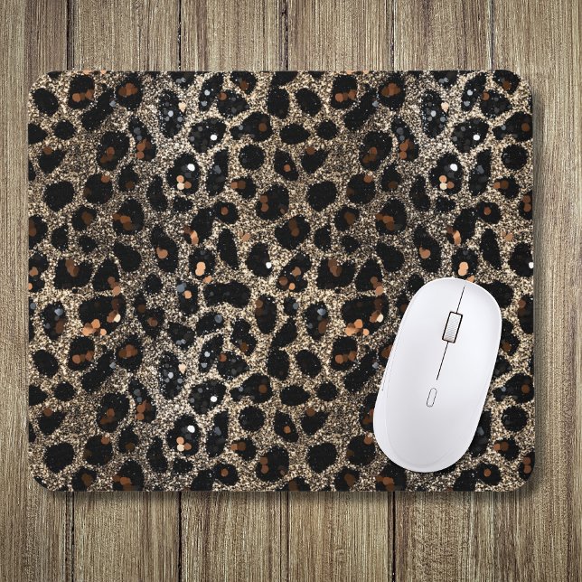 Luxus Glitter Braun Schwarz Gold Leopard Muster Mousepad (Von Creator hochgeladen)