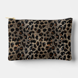 Luxus Glitter Braun Schwarz Gold Leopard Muster Zubehörtasche