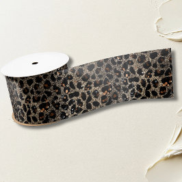 Luxus Glitter Braun Schwarz Gold Leoparden Muster Satinband