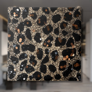 Luxus-Glitter-Braun-Schwarz-Gold-Leopardenmuster Fliese
