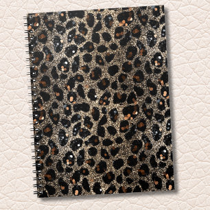 Luxus-Glitter-Braun-Schwarz-Gold-Leopardenmuster Notizblock