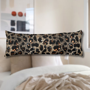 Luxus-Glitter-Braun-Schwarz-Gold-Leopardenmuster Seitenschläferkissen