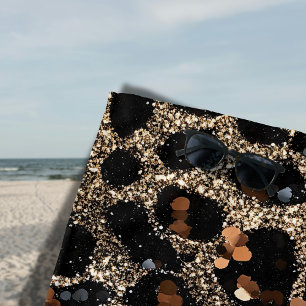 Luxus-Glitter-Braun-Schwarz-Gold-Leopardenmuster Strandtuch