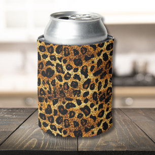 Luxus-Glitter-Gold-Braun-Rost-Leopardenmuster Dosenkühler