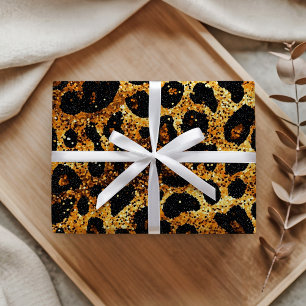 Luxus-Glitter-Gold-Braun-Rost-Leopardenmuster Geschenkpapier
