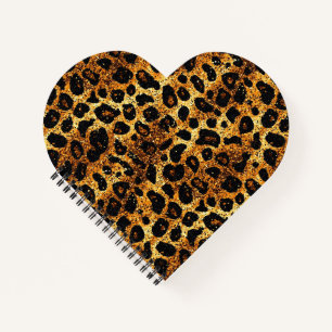 Luxus-Glitter-Gold-Braun-Rost-Leopardenmuster Notizbuch