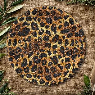 Luxus-Glitter-Gold-Braun-Rost-Leopardenmuster Pappteller