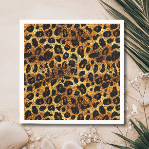 Luxus-Glitter-Gold-Braun-Rost-Leopardenmuster Serviette