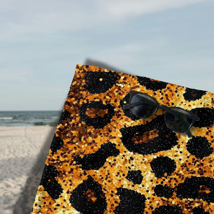 Luxus-Glitter-Gold-Braun-Rost-Leopardenmuster Strandtuch