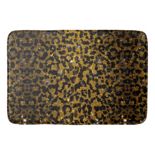 Luxus Glitter Gold Braun Schwarz Leopard Muster Badematte