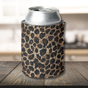Luxus Glitter Gold Braun Schwarz Leopard Muster Dosenkühler