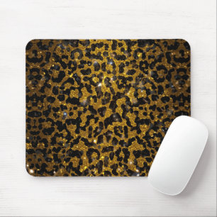Luxus Glitter Gold Braun Schwarz Leopard Muster Mousepad
