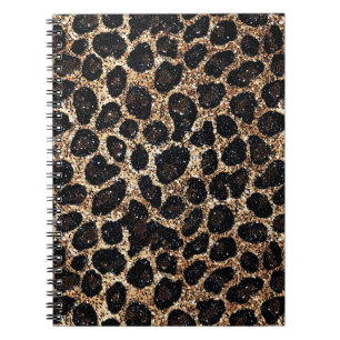 Luxus Glitter Gold Braun Schwarz Leopard Muster Notizblock
