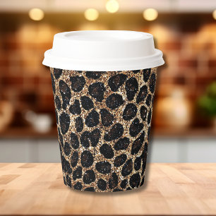 Luxus Glitter Gold Braun Schwarz Leopard Muster Pappbecher