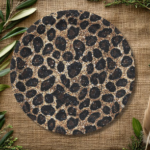 Luxus Glitter Gold Braun Schwarz Leopard Muster Pappteller