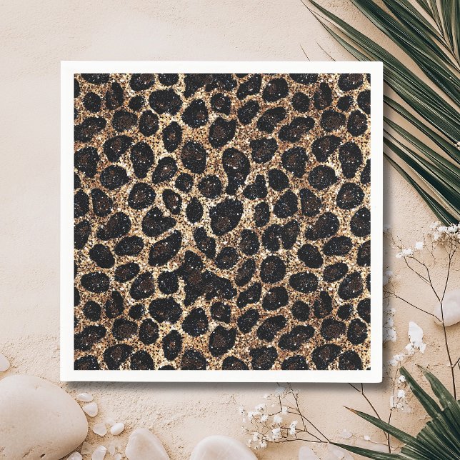 Luxus Glitter Gold Braun Schwarz Leopard Muster Serviette (Von Creator hochgeladen)