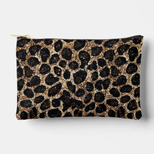 Luxus Glitter Gold Braun Schwarz Leopard Muster Zubehörtasche