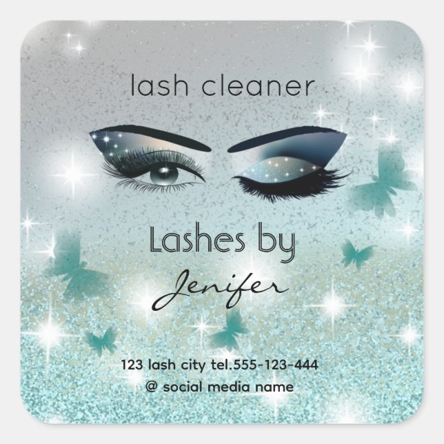 Luxus-Glitterwink-Lash-Verlängerung Quadratischer Aufkleber (Vorderseite)