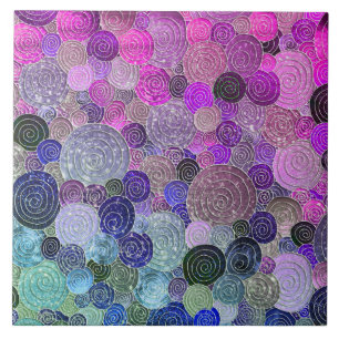 Luxus Glitzer Dots and Circles - farbenfroh lila Fliese