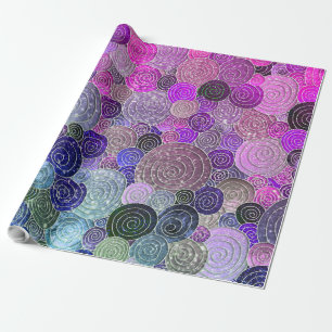 Luxus Glitzer Dots and Circles - farbenfroh lila Geschenkpapier