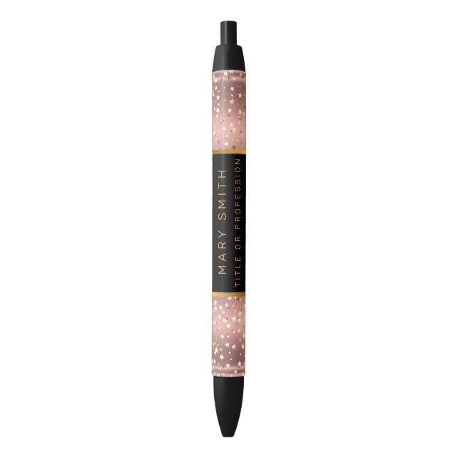 Luxus Glitzer Gold Pink Stars Kugelschreiber (Vorderseite Vertikal)