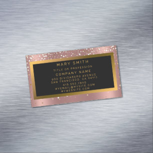 Luxus Glitzer Gold Pink Stars Magnetische Visitenkarte