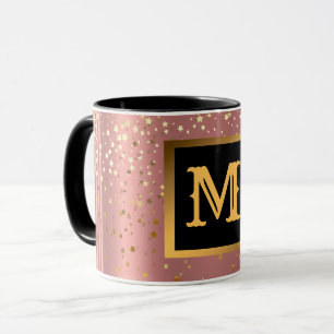 Luxus Glitzer Gold Pink Stars Mit Monogramm Tasse