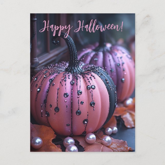 Luxus Glitzer Pumpkins Halloween Grußkarte Postkarte (Vorderseite)