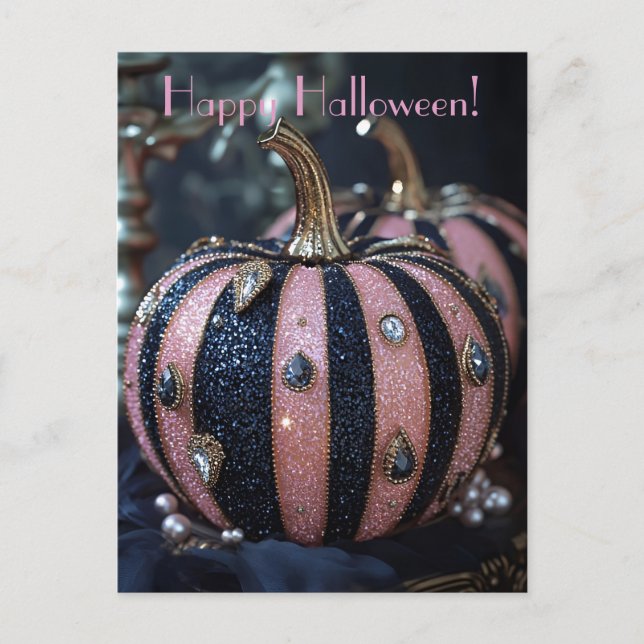 Luxus Glitzer Pumpkins Halloween Grußkarte Postkarte (Vorderseite)