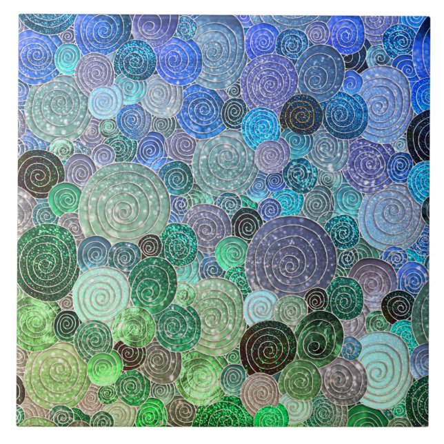 Luxus-Glitzer-Punkte und -Kreise - Frische Aqua Fliese (Vorderseite)