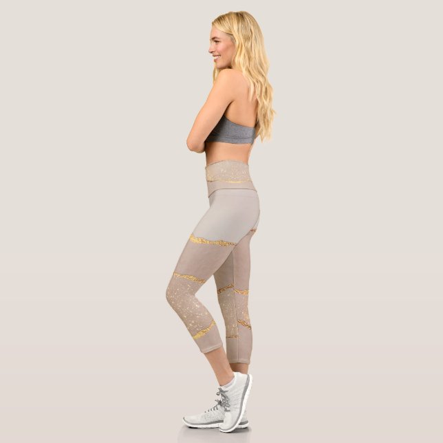 Luxus Glitzer Rose Gold Capri Leggings (Links)