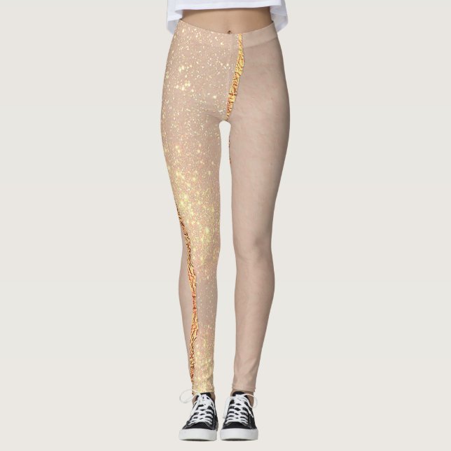 Luxus Glitzer Rose Gold Leggings (Vorderseite)