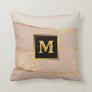 Luxus Glitzer Rose Gold Mit Monogramm Kissen