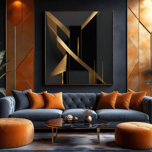 Luxus Gold Abstrakt Geometrische Architektur Leinwanddruck