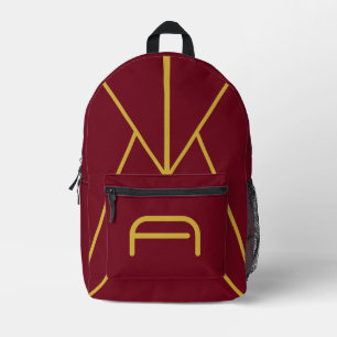 Luxus-Gold-Anfangs-Buchstaben-Monogramm Burgunderr Bedruckter Rucksack