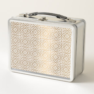 Luxus Gold Arabisch Geometric Muster Metal Mittage Metall Brotdose
