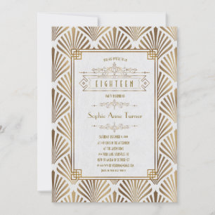 Luxus Gold Art Deco Great Gatsby 18. Geburtstag Einladung