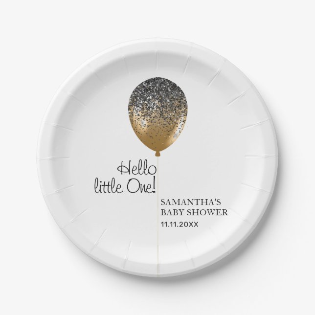 Luxus-Gold-Babyshower-Ballon Pappteller (Vorderseite)